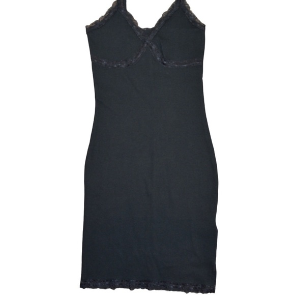 Wild Fable Black Fine Ribbed Knit Bodycon Lace Trim Slip Dress, Size XXS NEW! - Picture 2 of 7